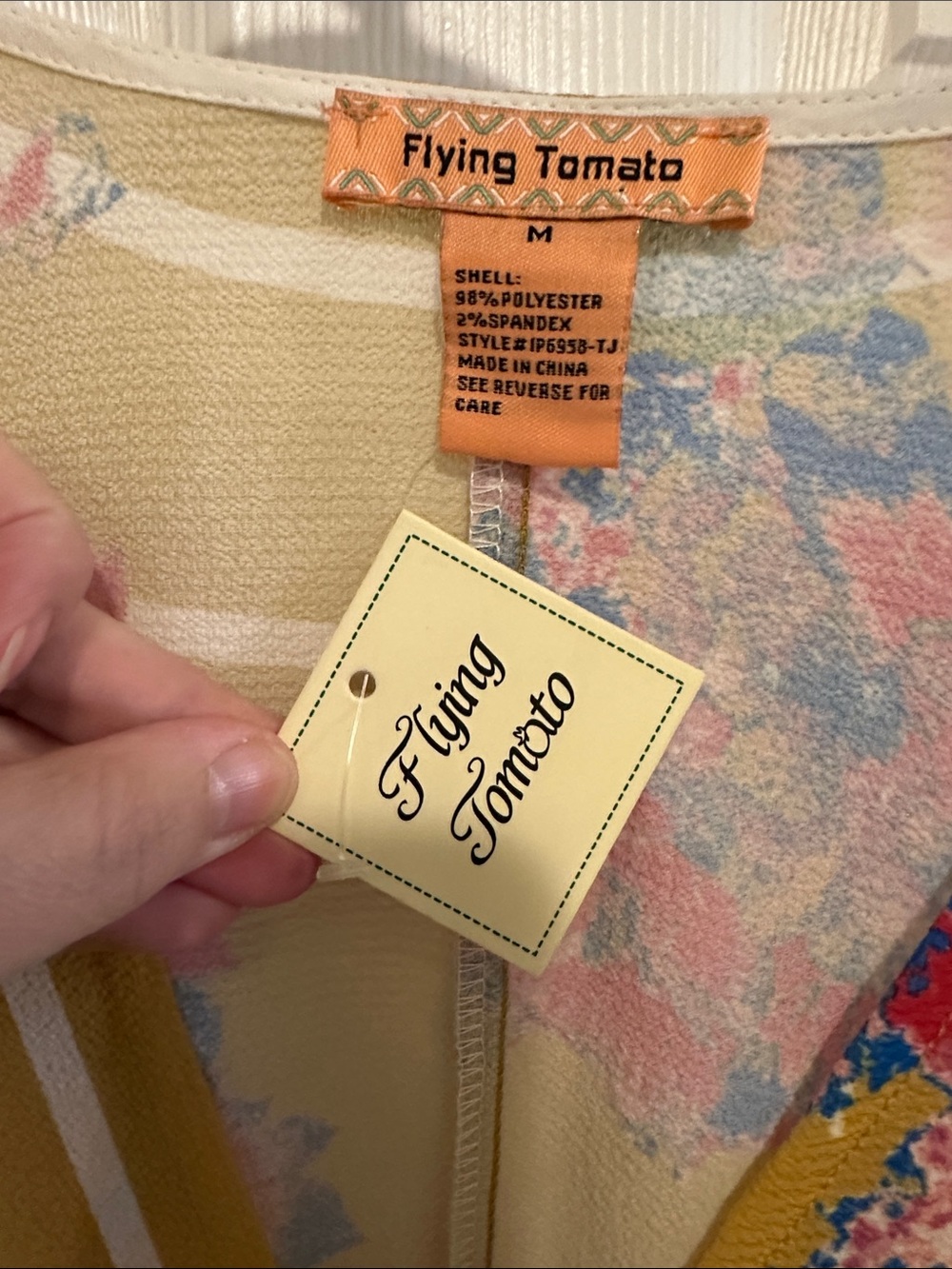 Flying Tomato Mustard Yellow Floral Crop Kimono - Picture 2 of 4
